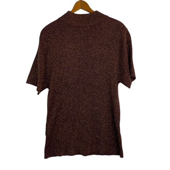 NEW Studio Works Short Sleeve Plum Gold Sweater Size Large - Picture 3 of 6